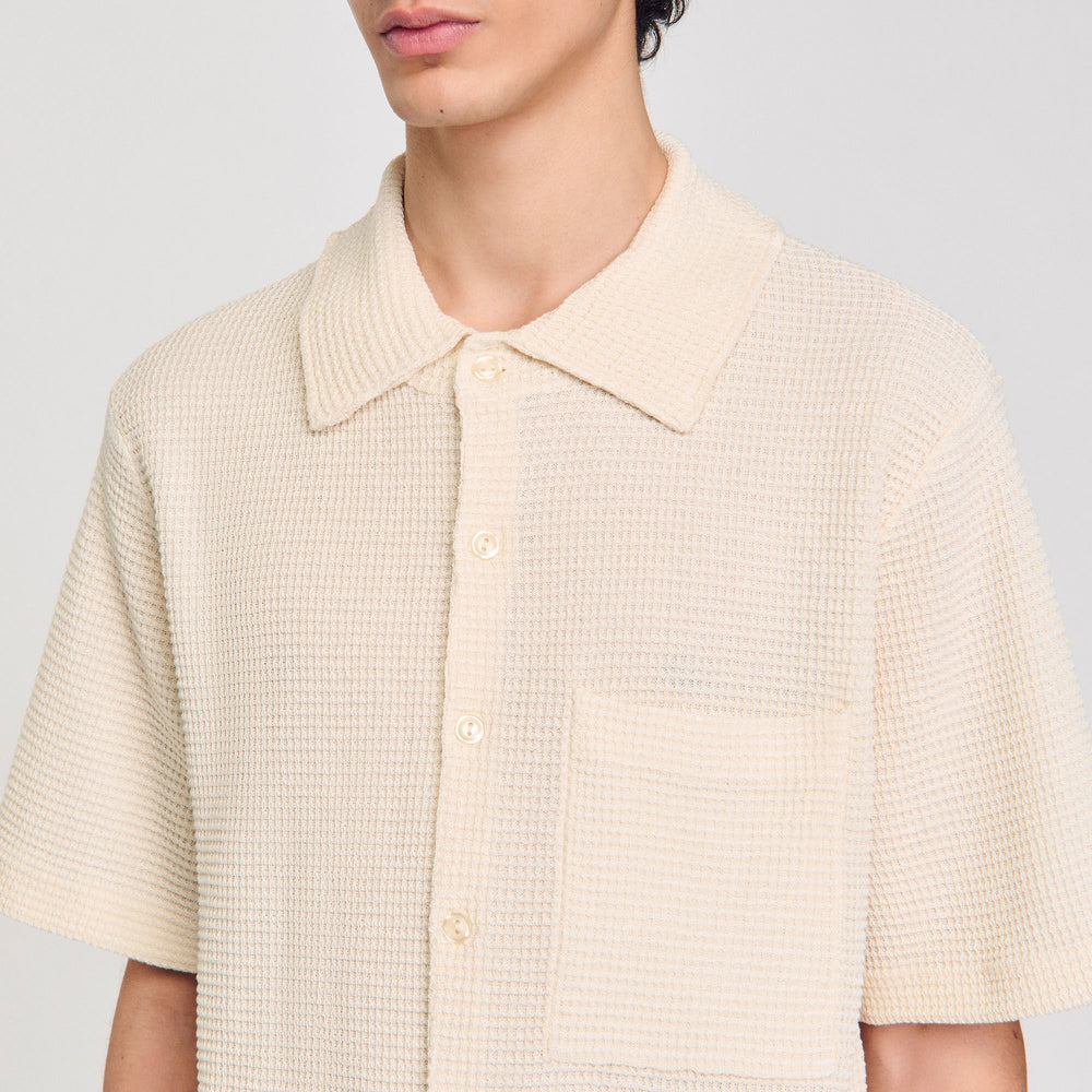 Sandro / Waffled shirt Ivory.