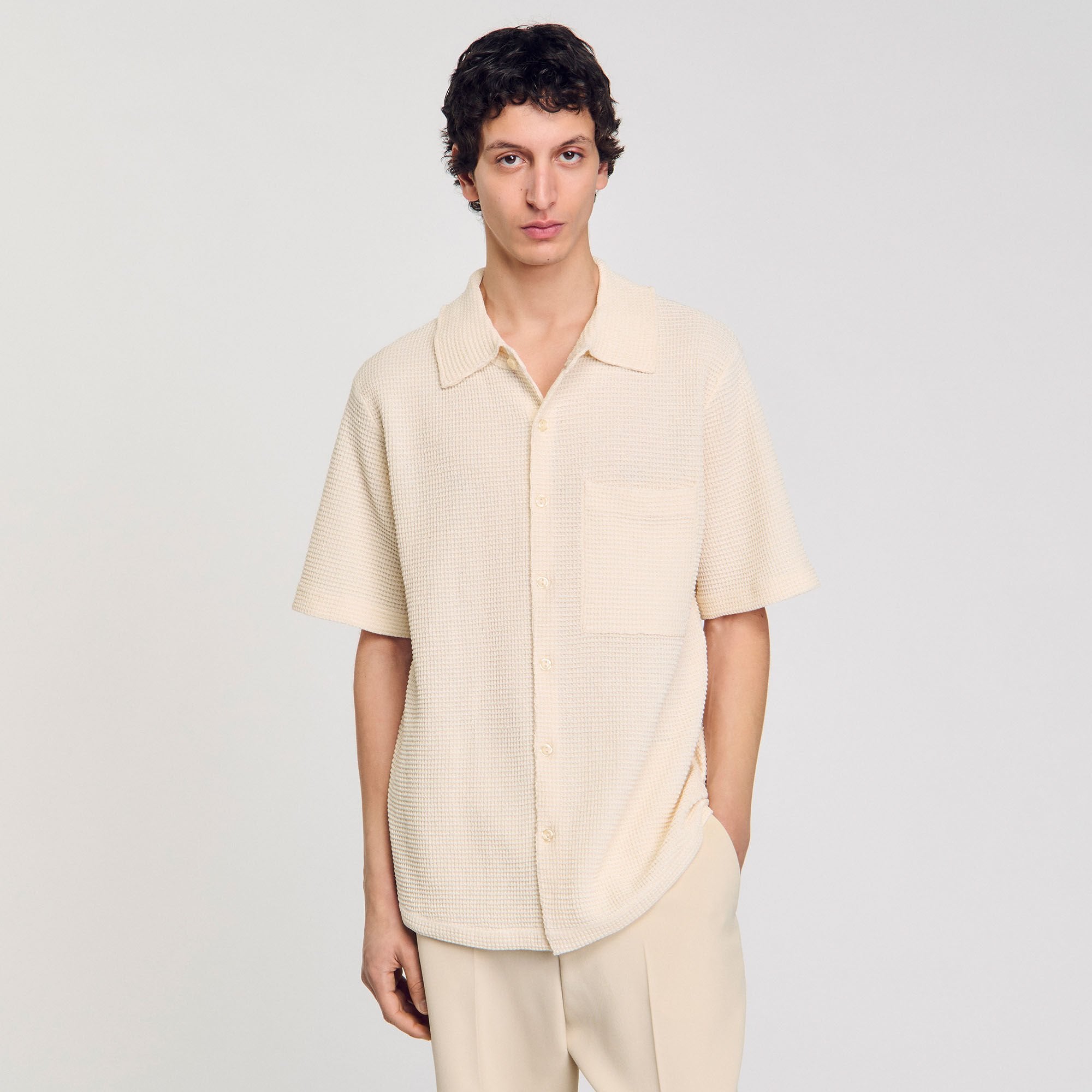 Sandro / Waffled shirt Ivory.
