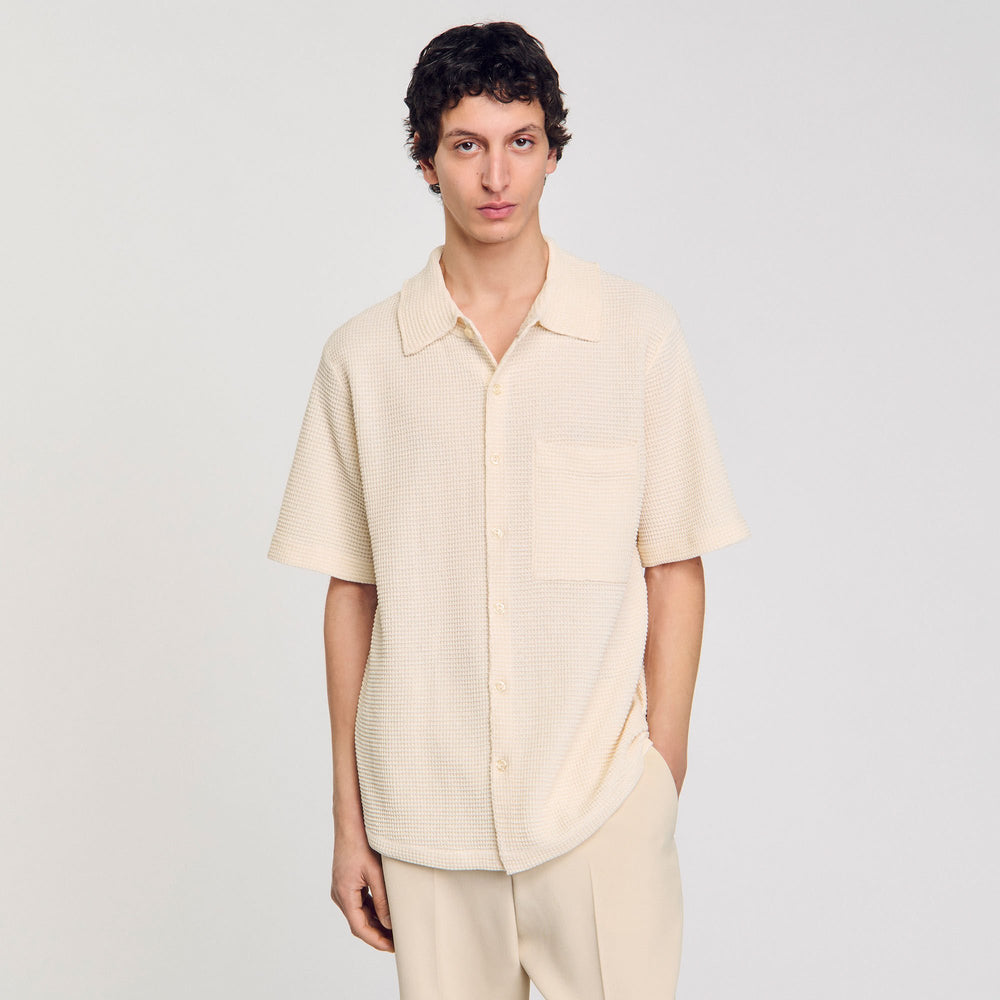 Sandro / Waffled shirt Ivory.
