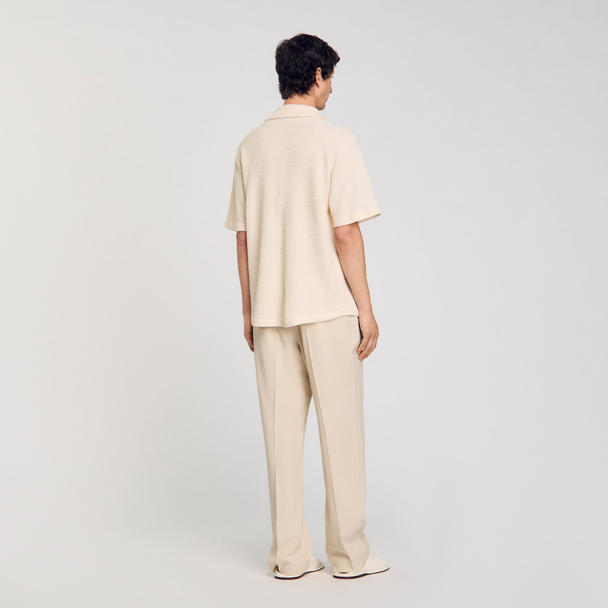 Sandro / Waffled shirt Ivory.