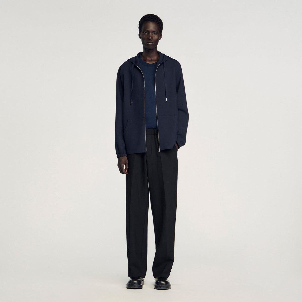 Sandro / Hooded shirt Navy Blue