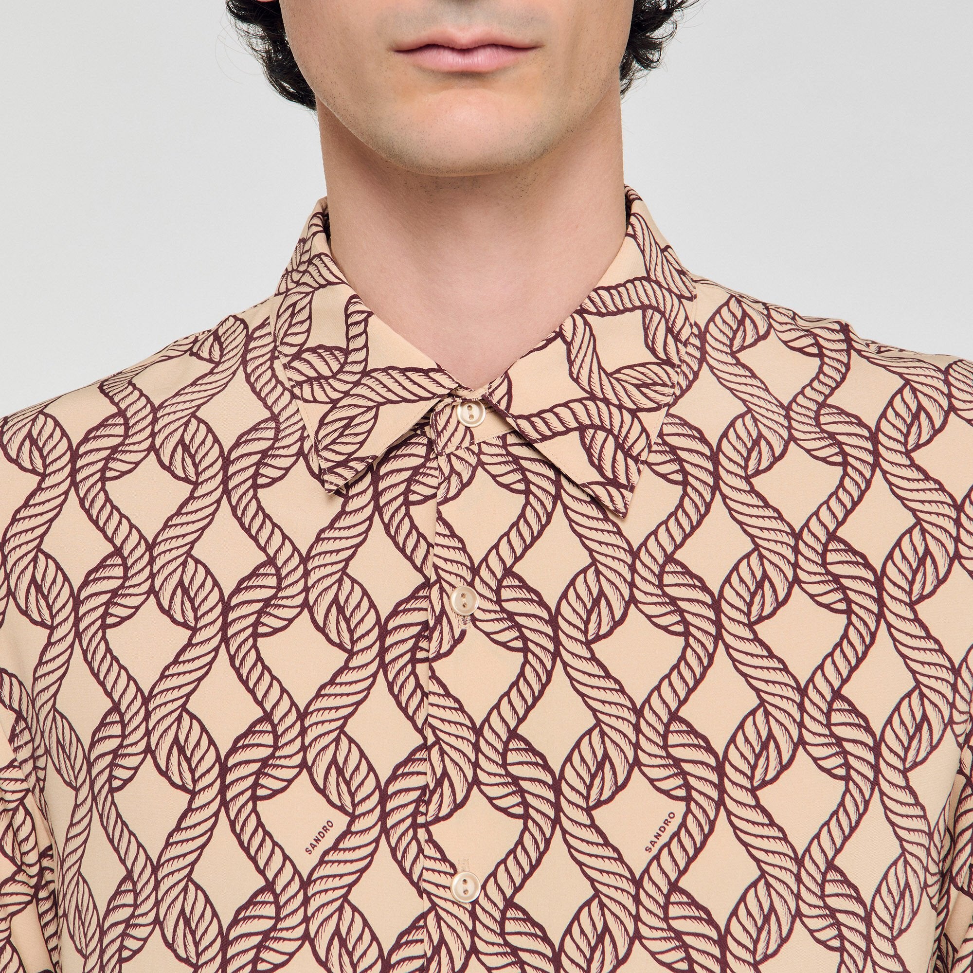 Sandro / Loose-fit rope print shirt Butter Cream