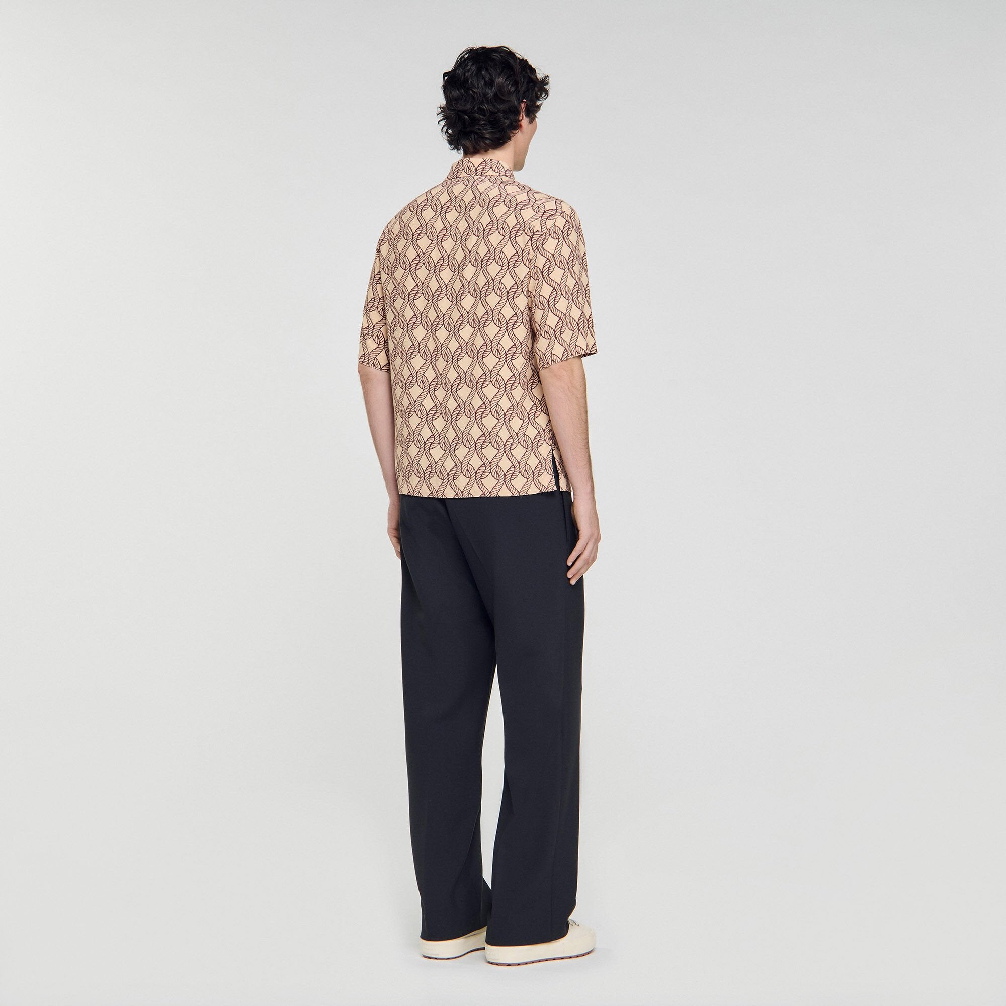 Sandro / Loose-fit rope print shirt Butter Cream