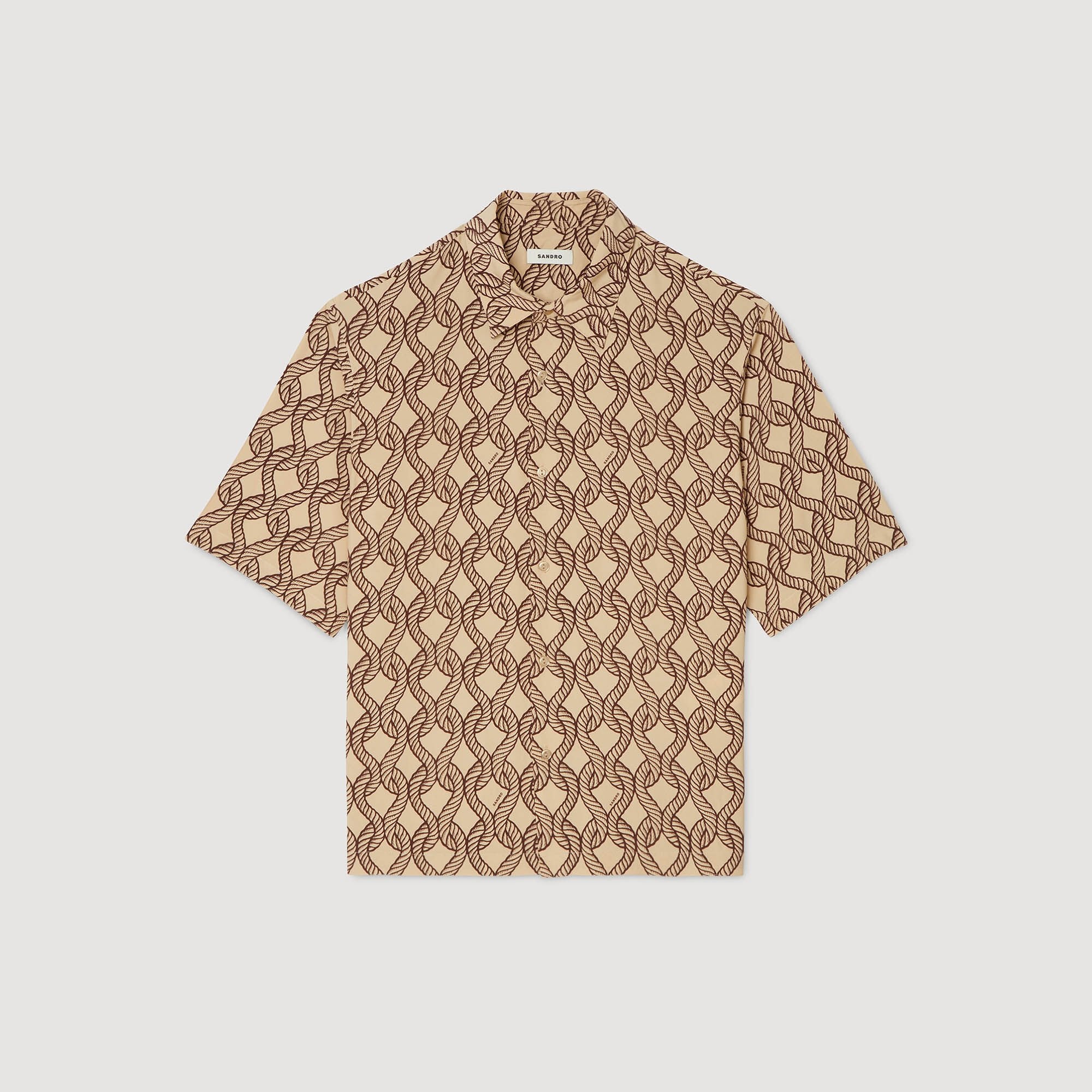Sandro / Loose-fit rope print shirt Butter Cream