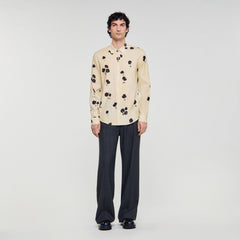 Sandro / Floral print linen shirt Off White