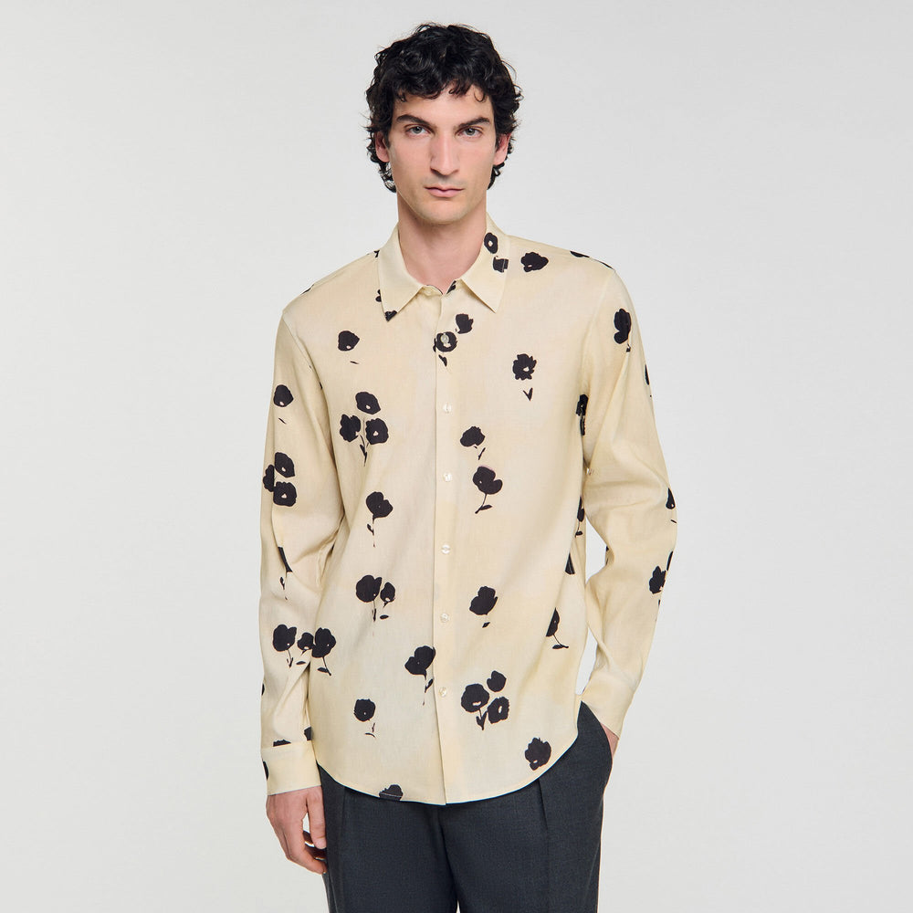Sandro / Floral print linen shirt Off White