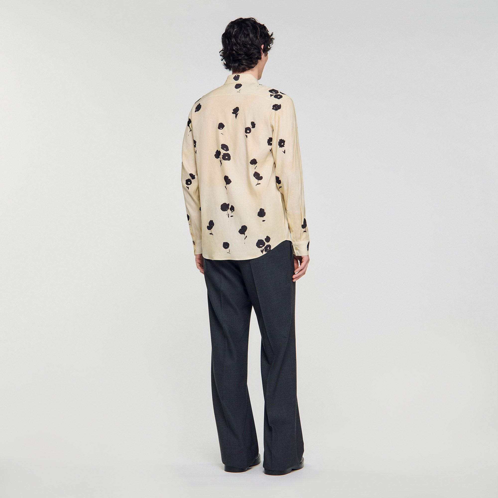Sandro / Floral print linen shirt Off White