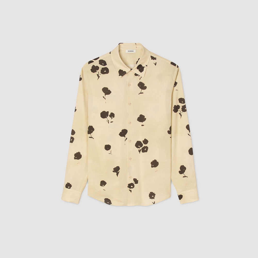 Sandro / Floral print linen shirt Off White