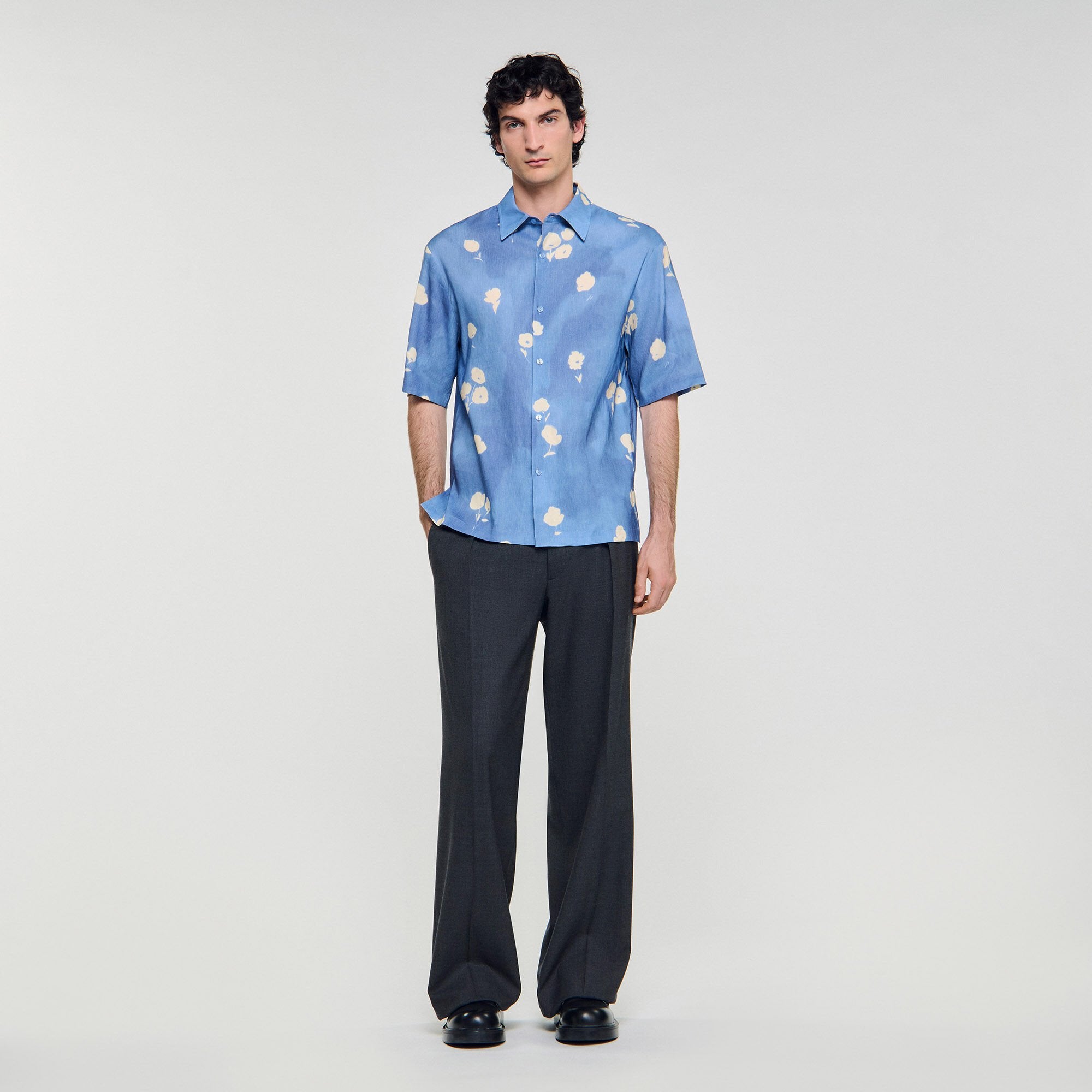 Sandro / Floral motif shirt Blue Office