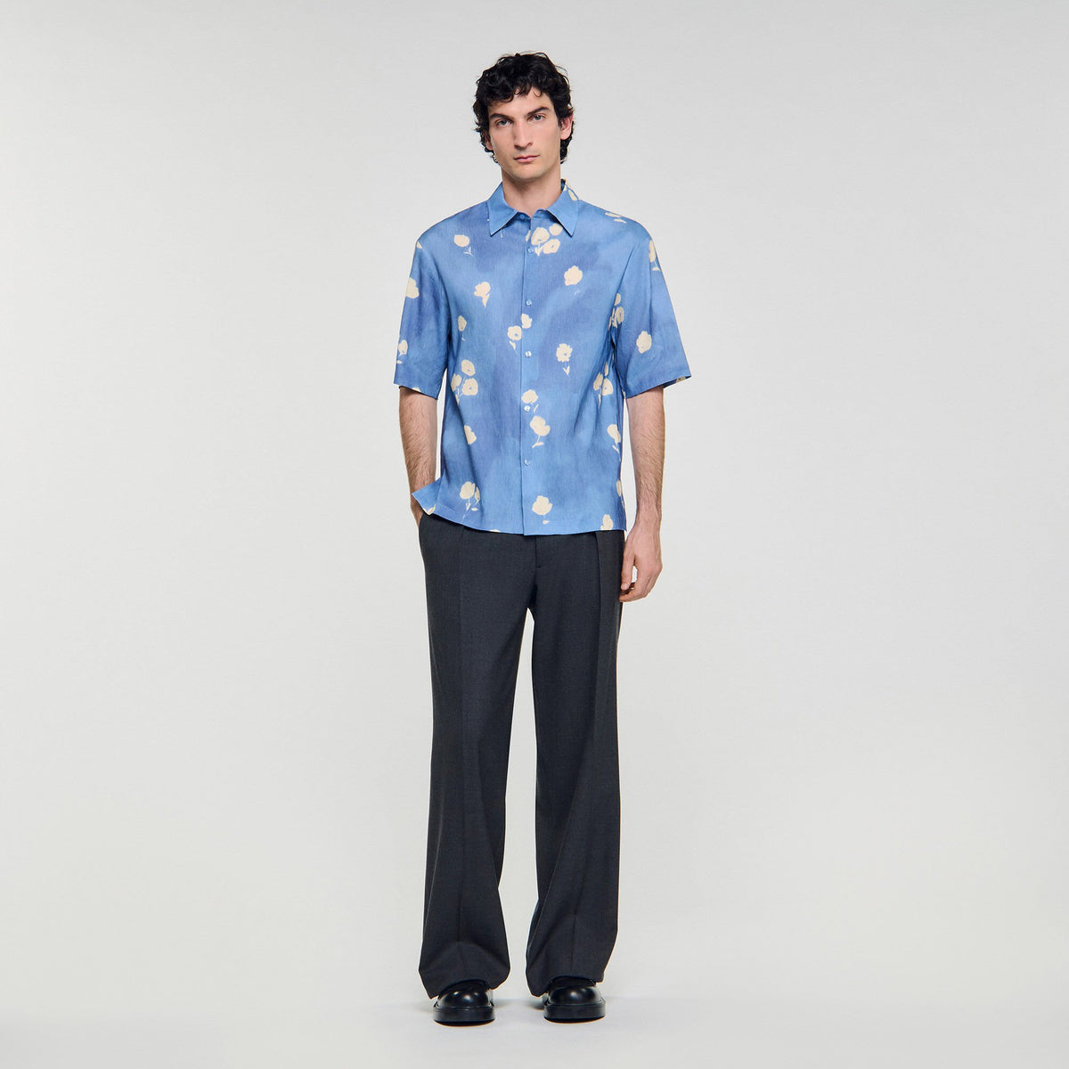 Sandro / Floral motif shirt Blue Office