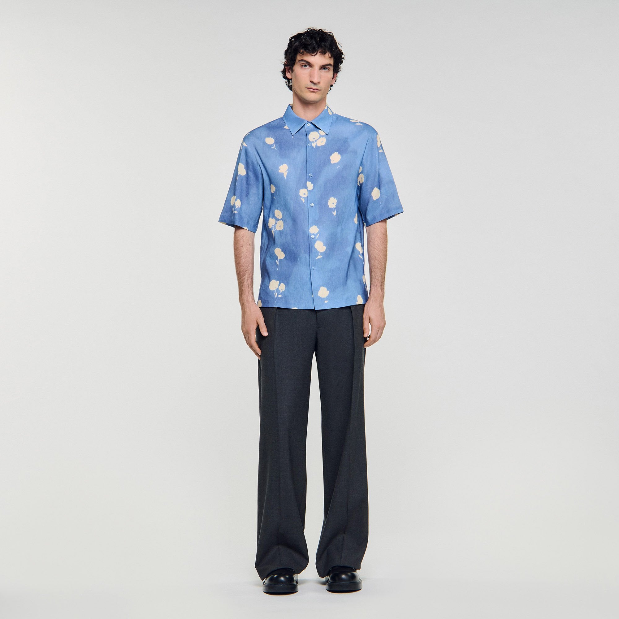 Sandro / Floral motif shirt Blue Office