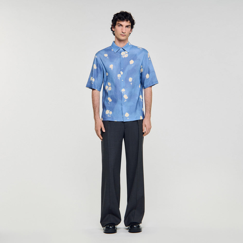 Sandro / Floral motif shirt Blue Office