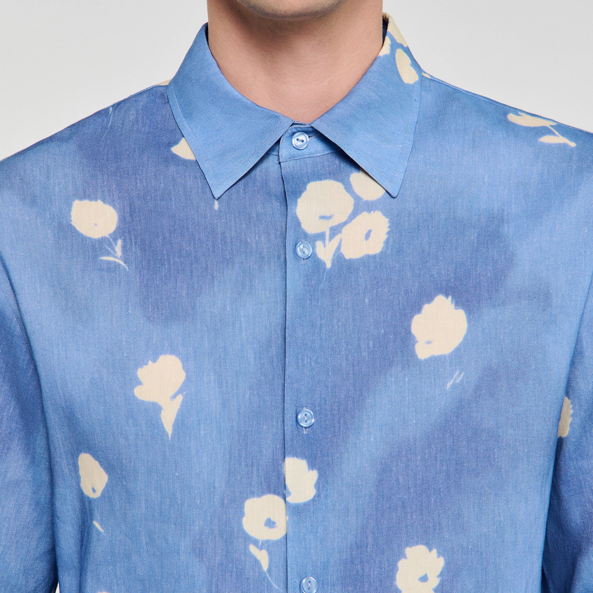 Sandro / Floral motif shirt Blue Office