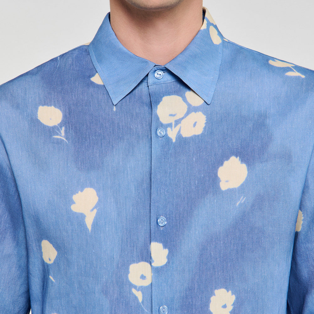 Sandro / Floral motif shirt Blue Office