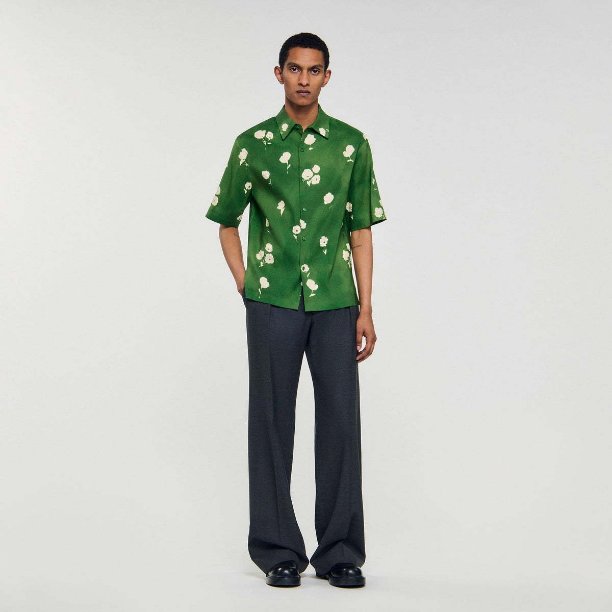 Sandro / Floral motif shirt Lime