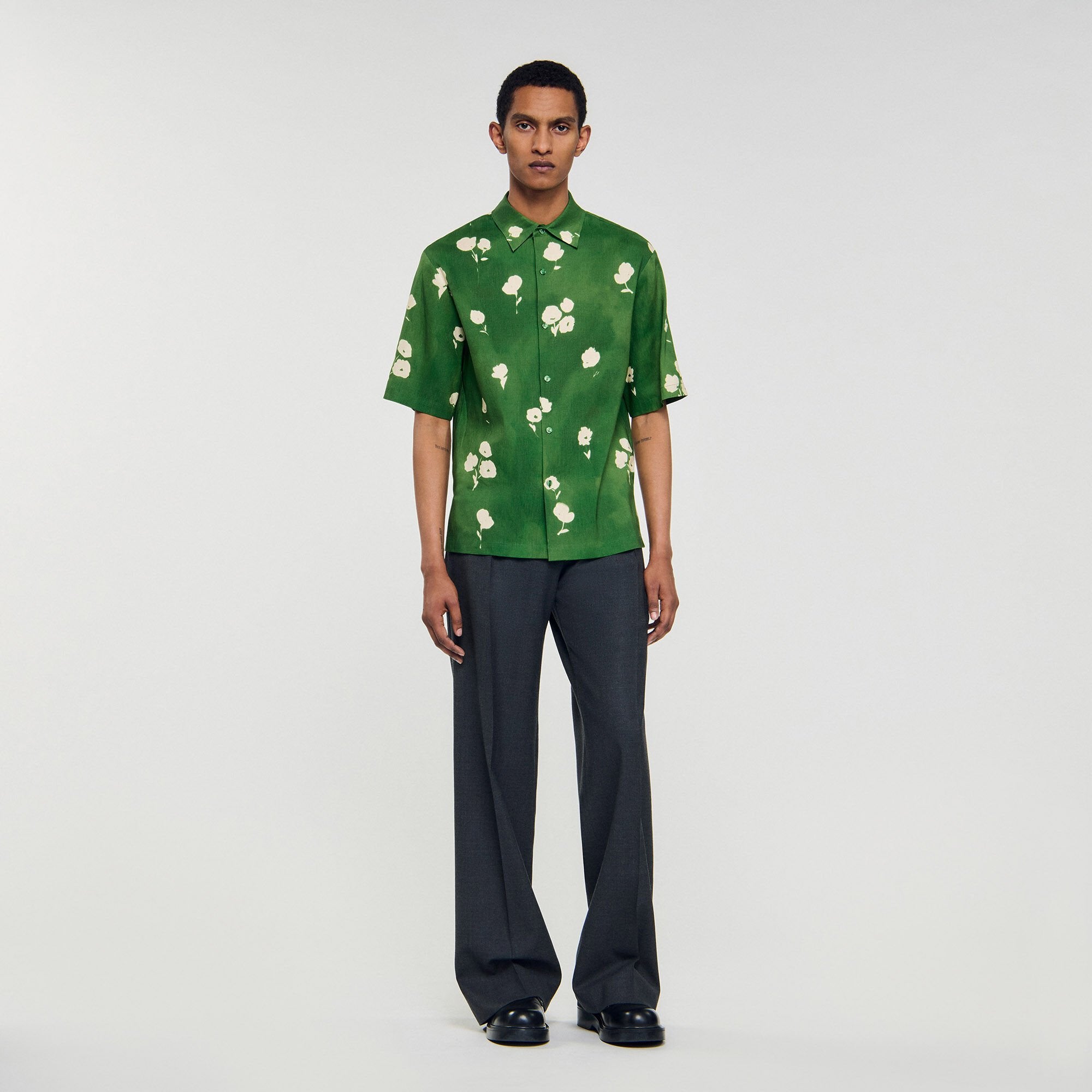 Sandro / Floral motif shirt Lime