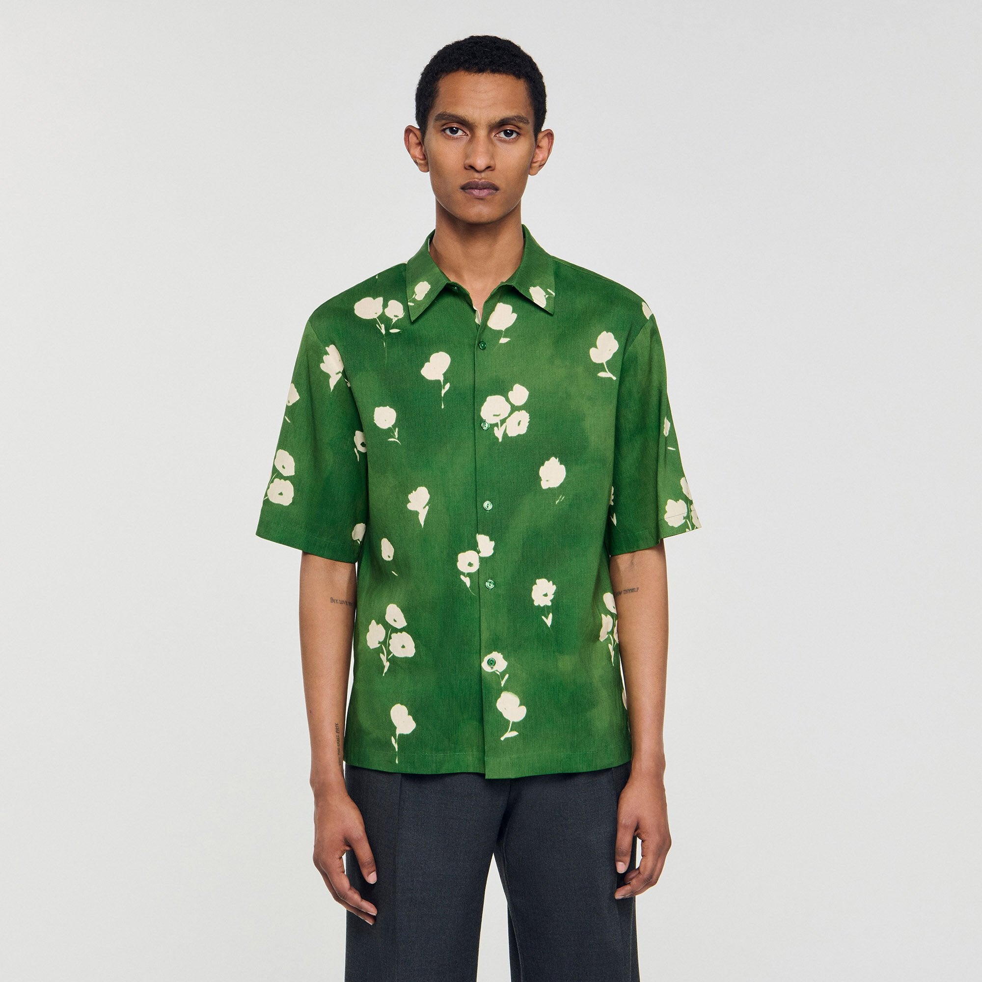 Sandro / Floral motif shirt Lime