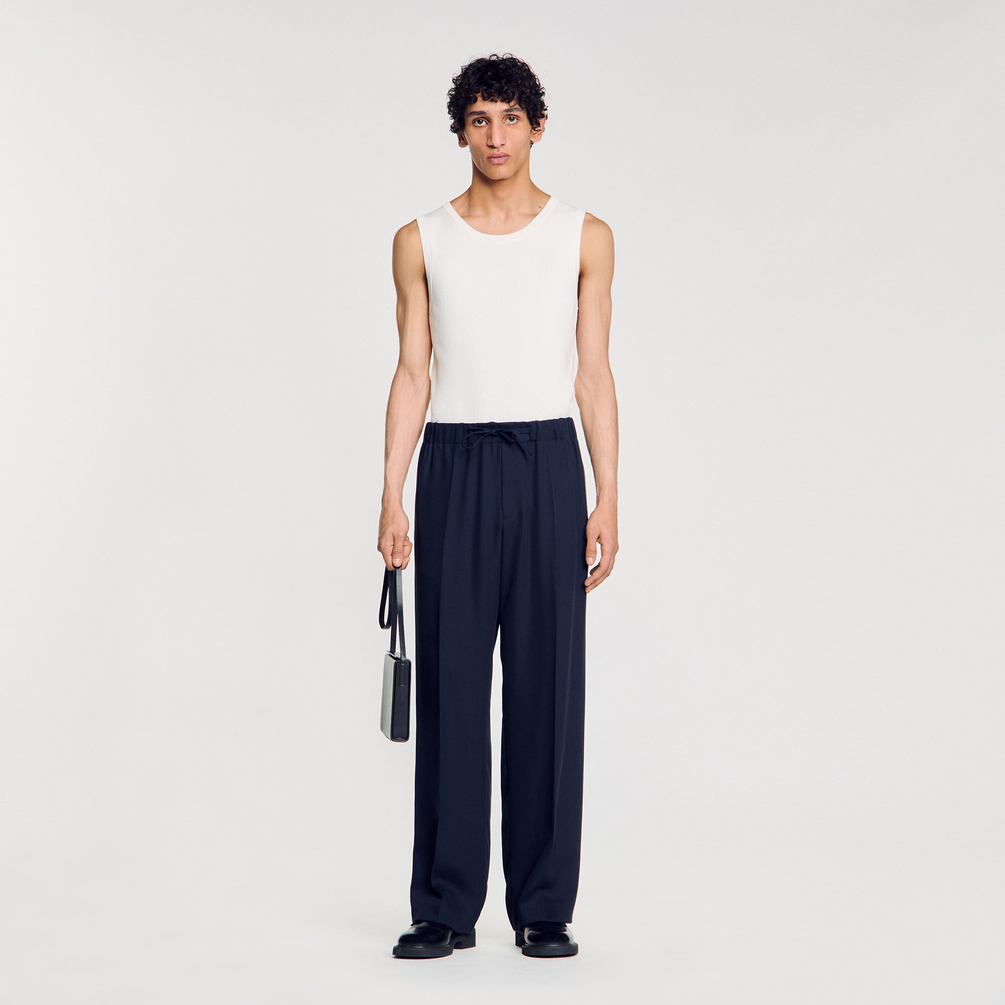 Sandro / Elasticated wide-leg trousers Midnight Blue