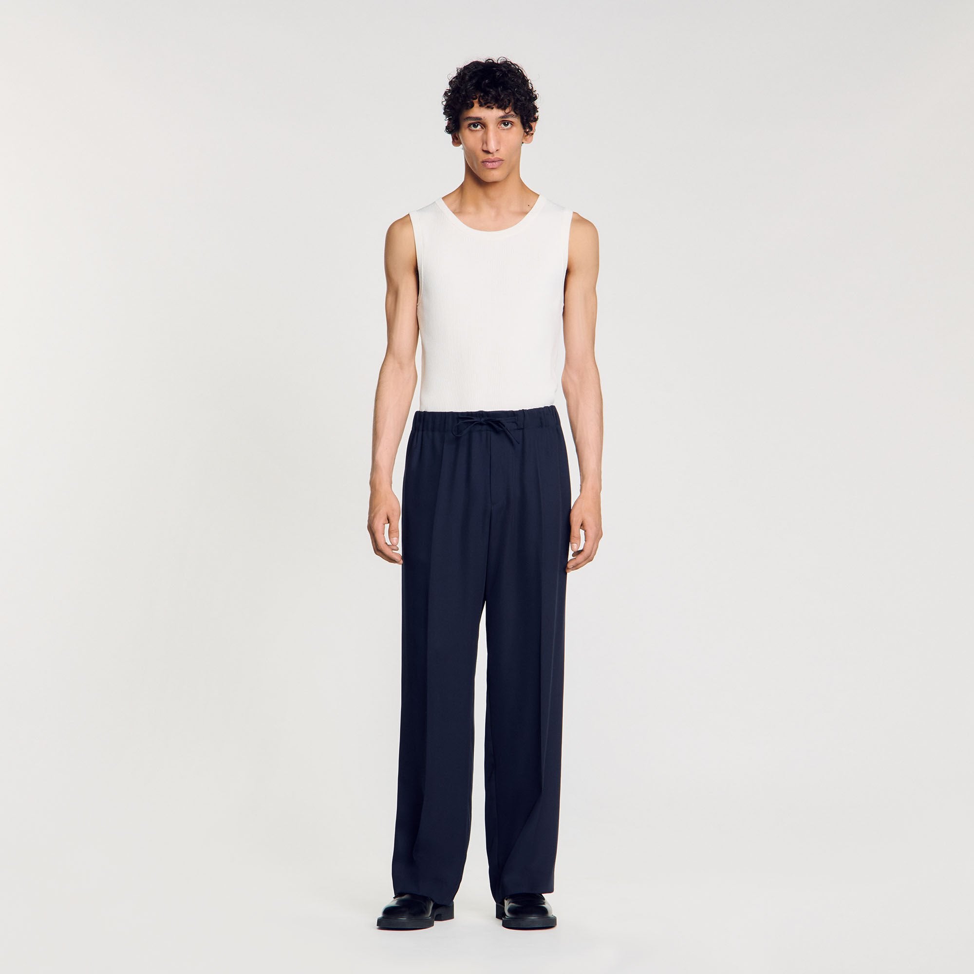 Sandro / Elasticated wide-leg trousers Midnight Blue