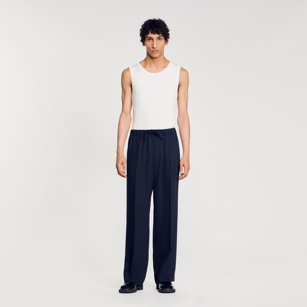 Sandro / Elasticated wide-leg trousers Midnight Blue