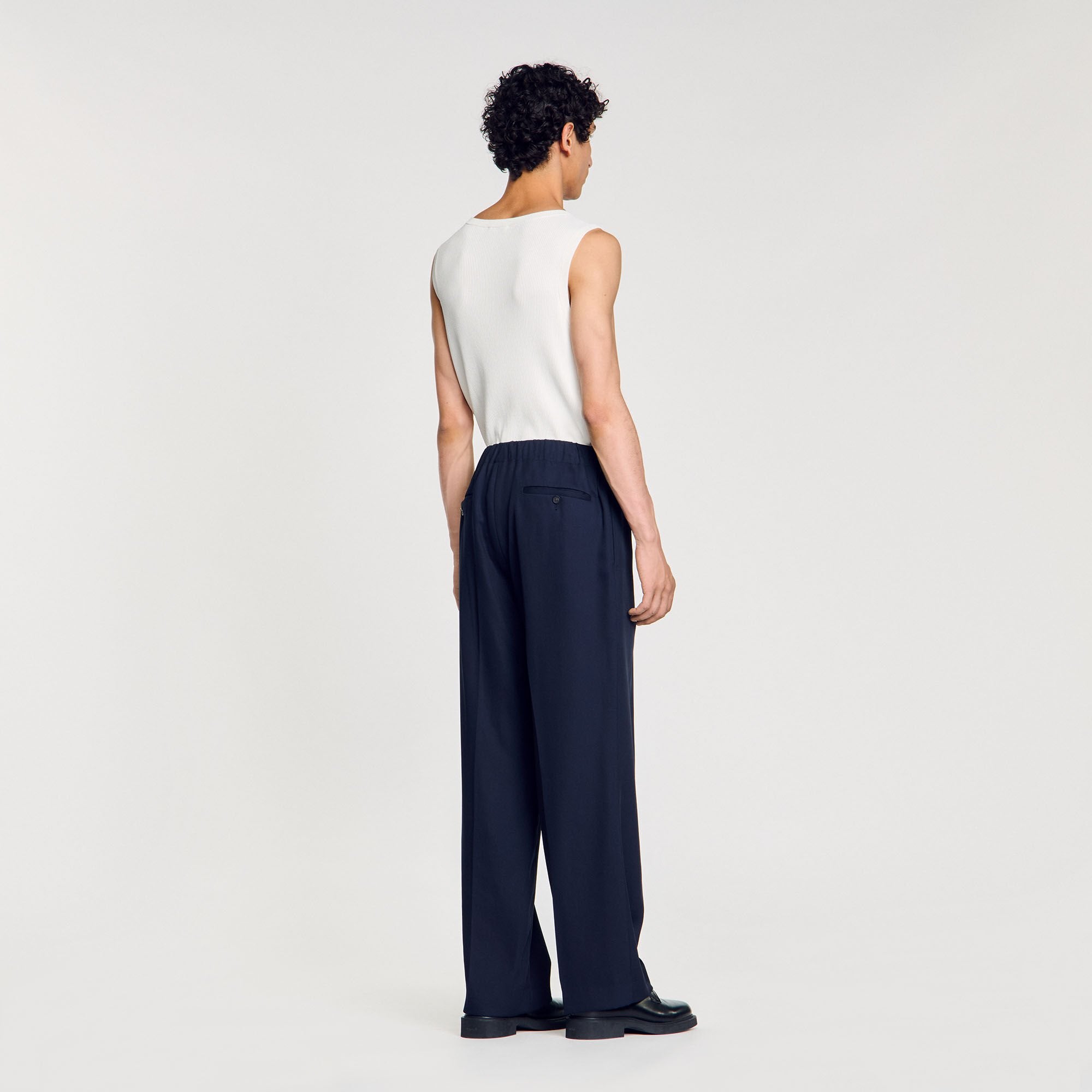 Sandro / Elasticated wide-leg trousers Midnight Blue