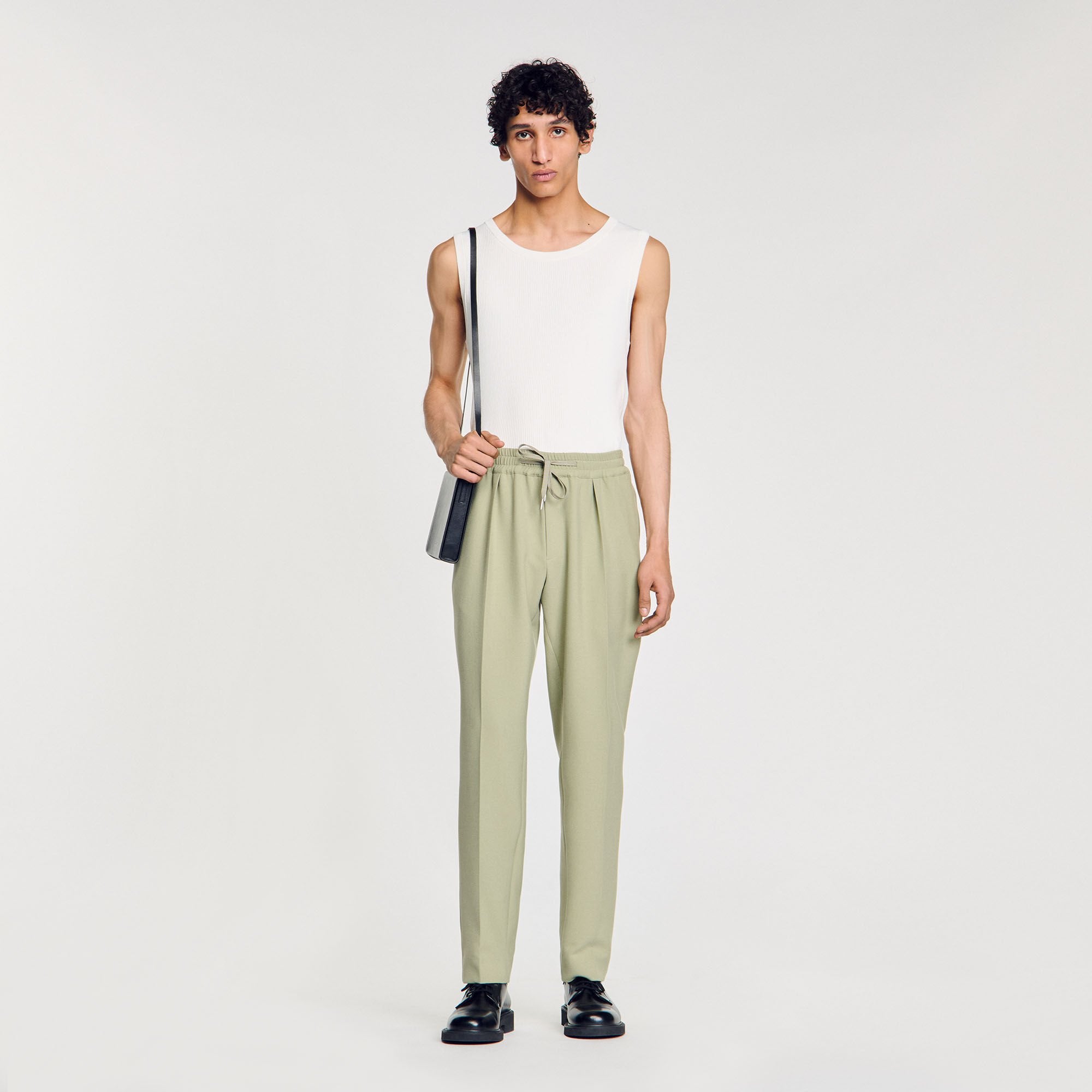 Sandro / Elasticated straight-leg trousers Light Kaki.