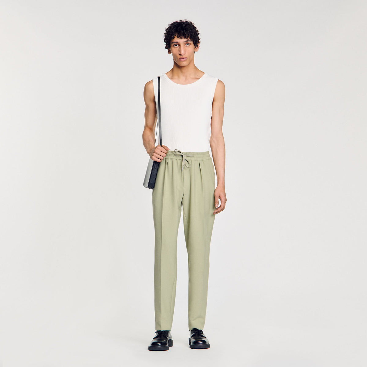 Sandro / Elasticated straight-leg trousers Light Kaki.