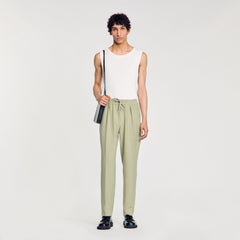 Sandro / Elasticated straight-leg trousers Light Kaki.