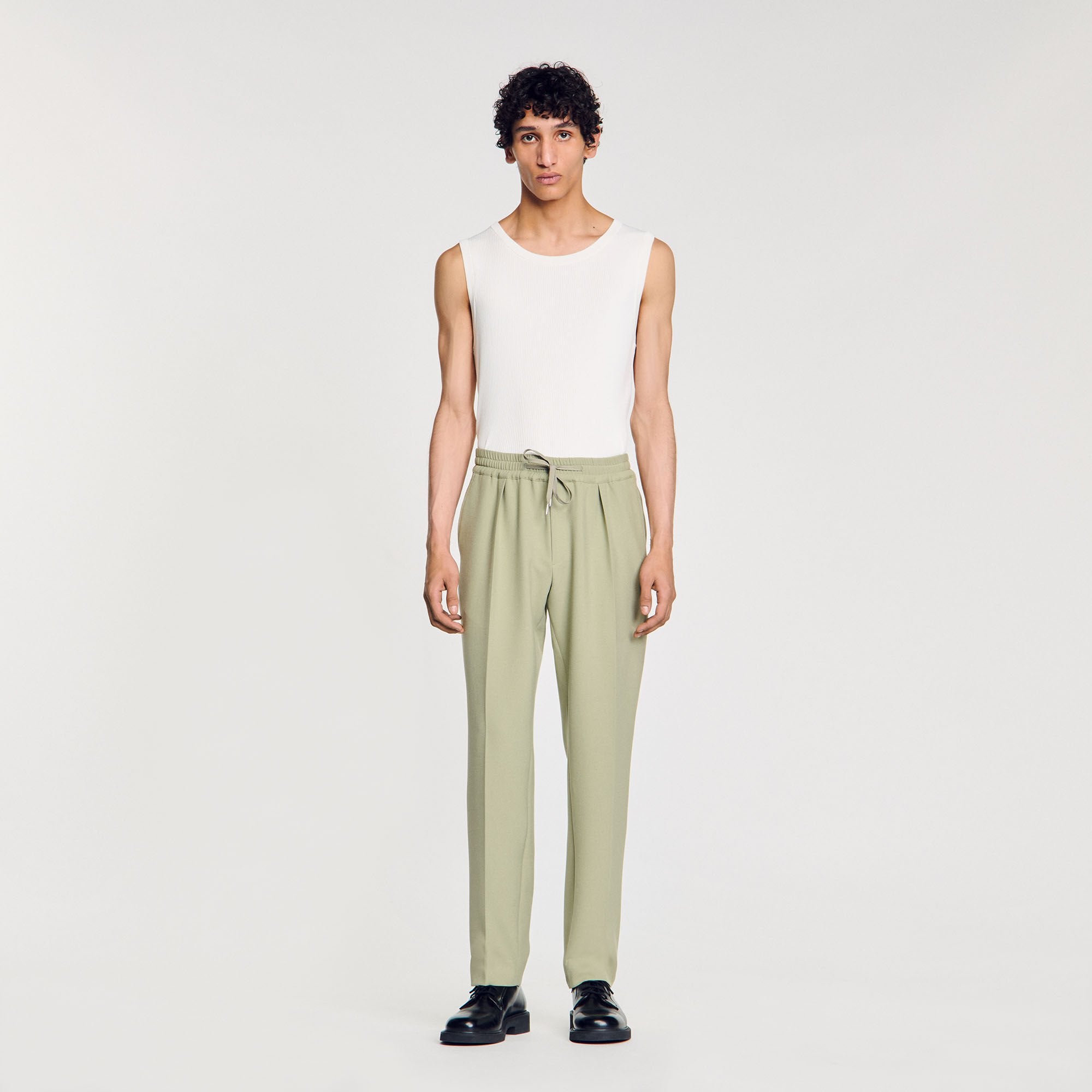 Sandro / Elasticated straight-leg trousers Light Kaki.