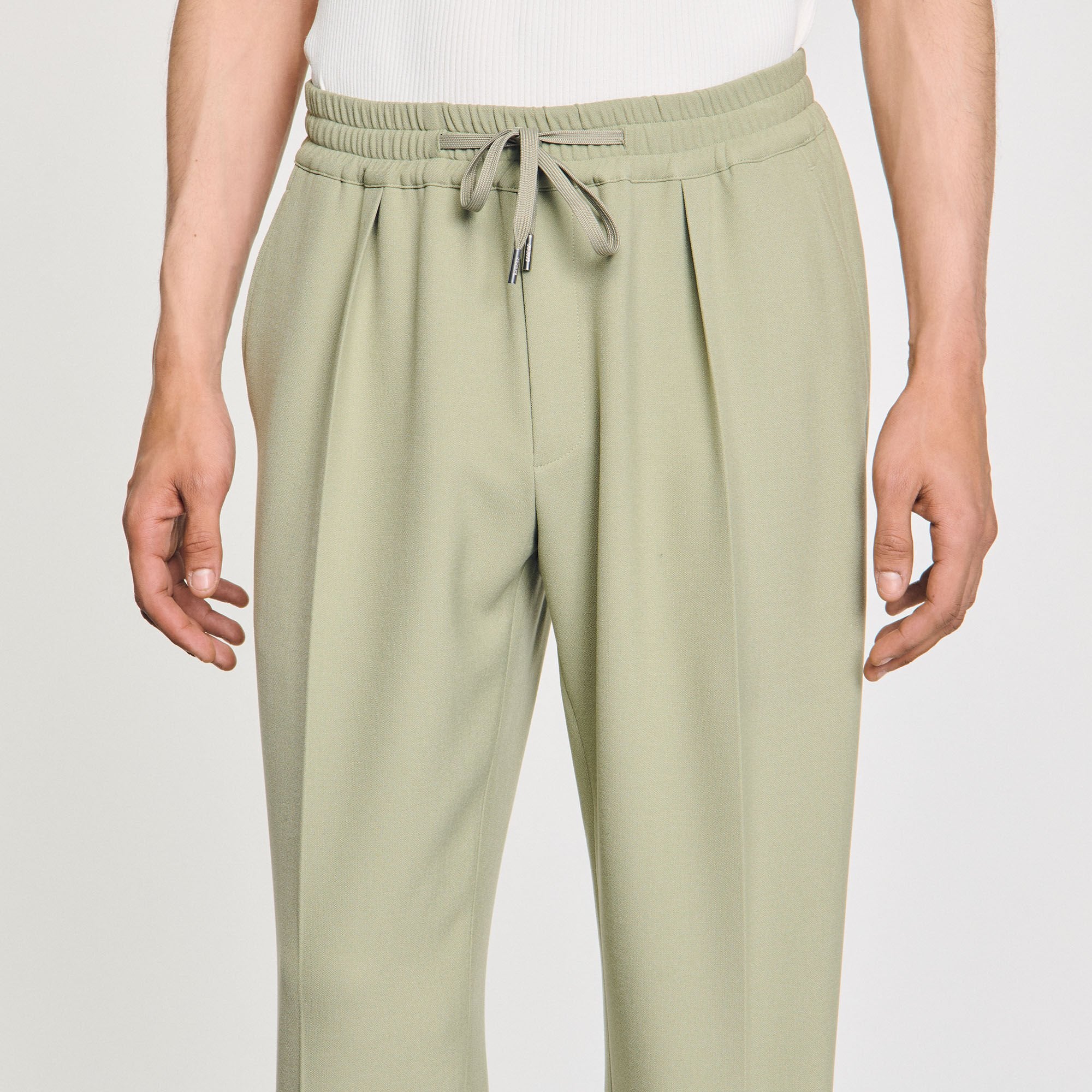 Sandro / Elasticated straight-leg trousers Light Kaki.