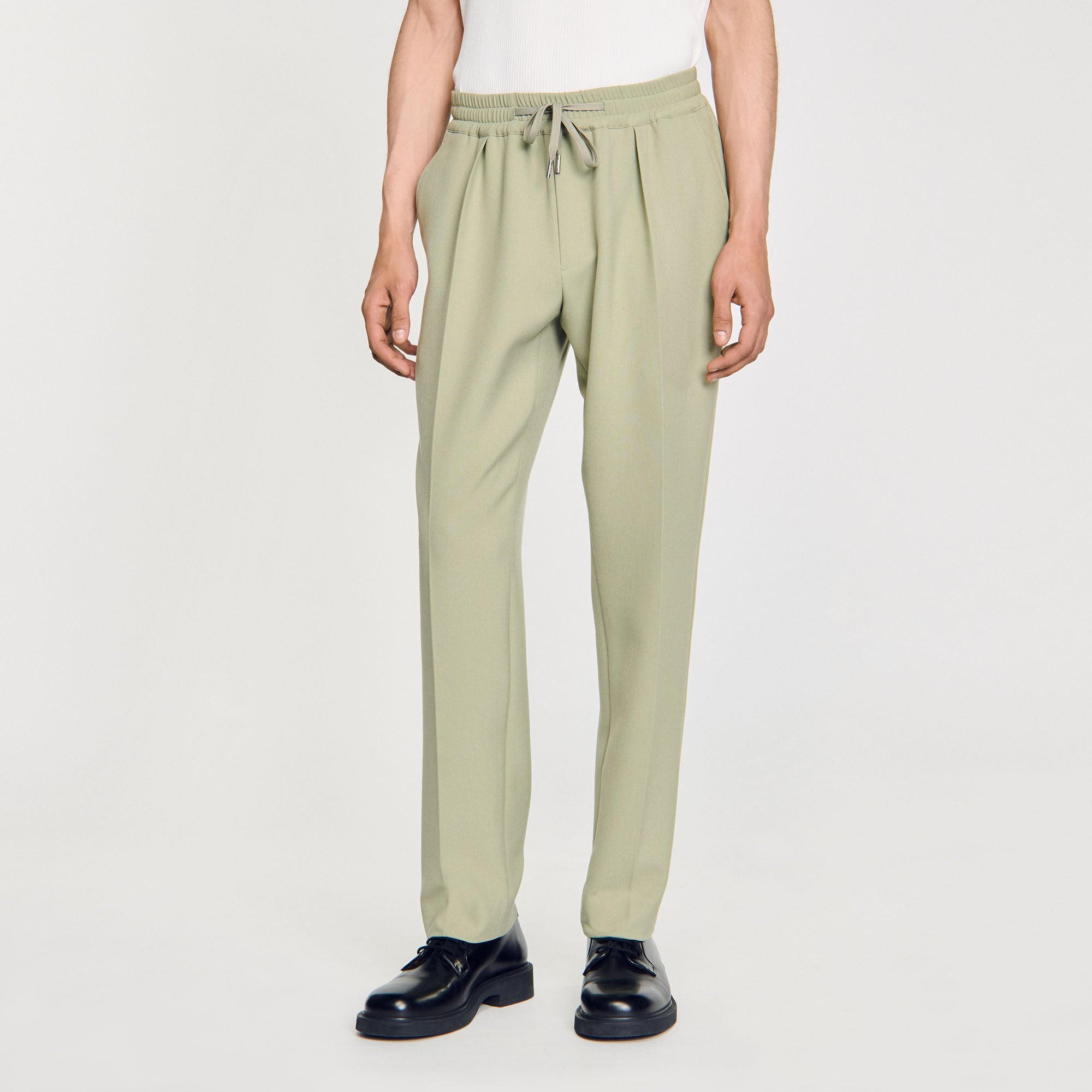 Sandro / Elasticated straight-leg trousers Light Kaki.