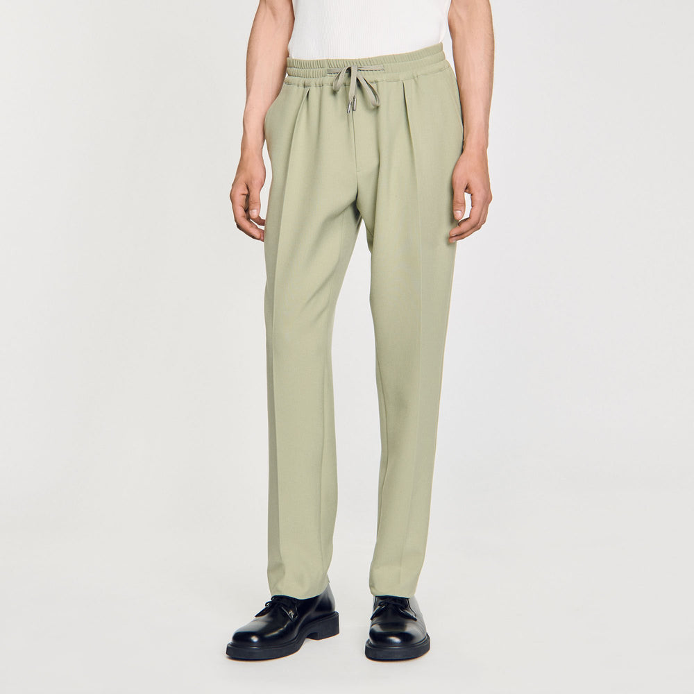 Sandro / Elasticated straight-leg trousers Light Kaki.