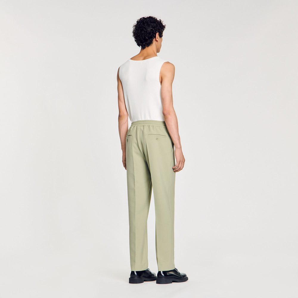 Sandro / Elasticated straight-leg trousers Light Kaki.
