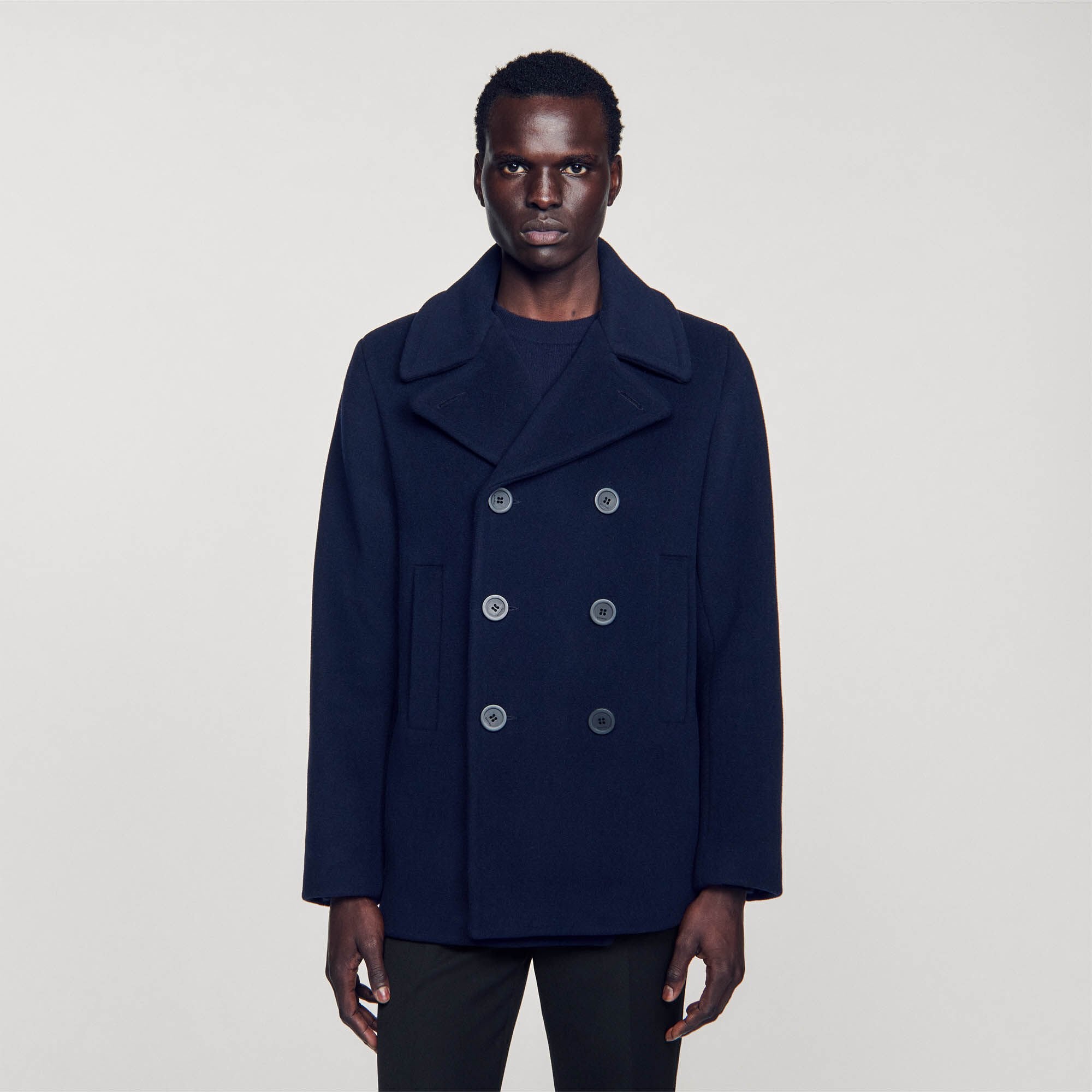 Sandro / Wool pea coat Navy Blue