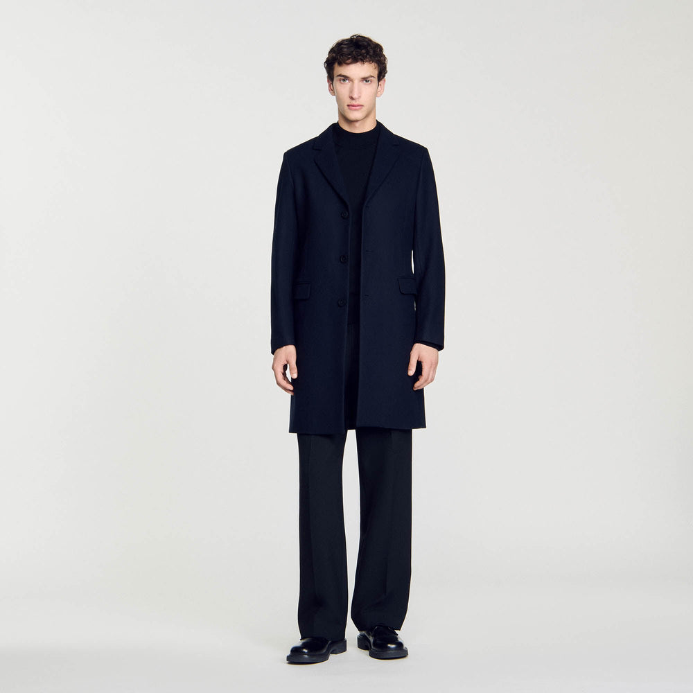 Sandro / Wool broadcloth coat Navy Blue