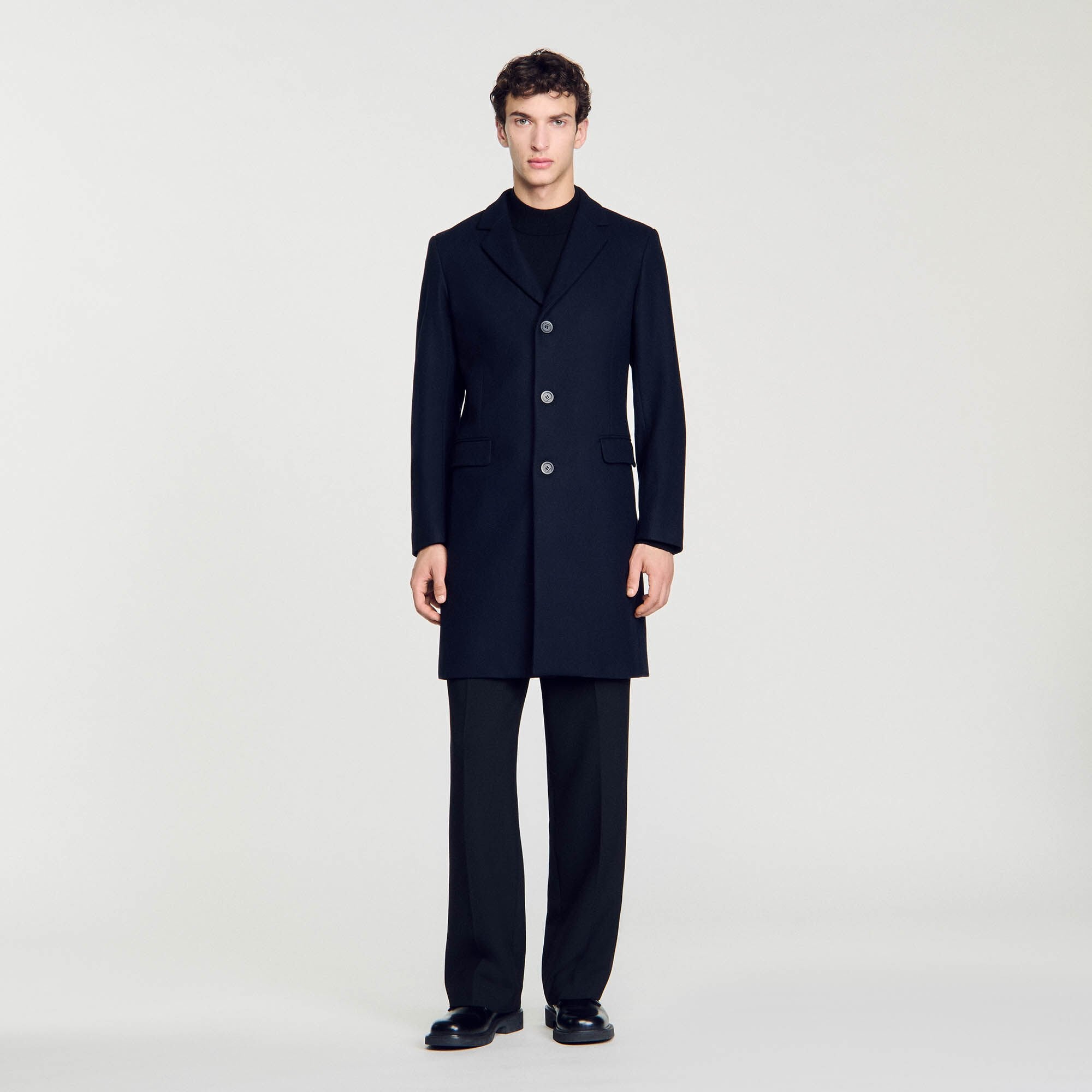 Sandro / Wool broadcloth coat Navy Blue