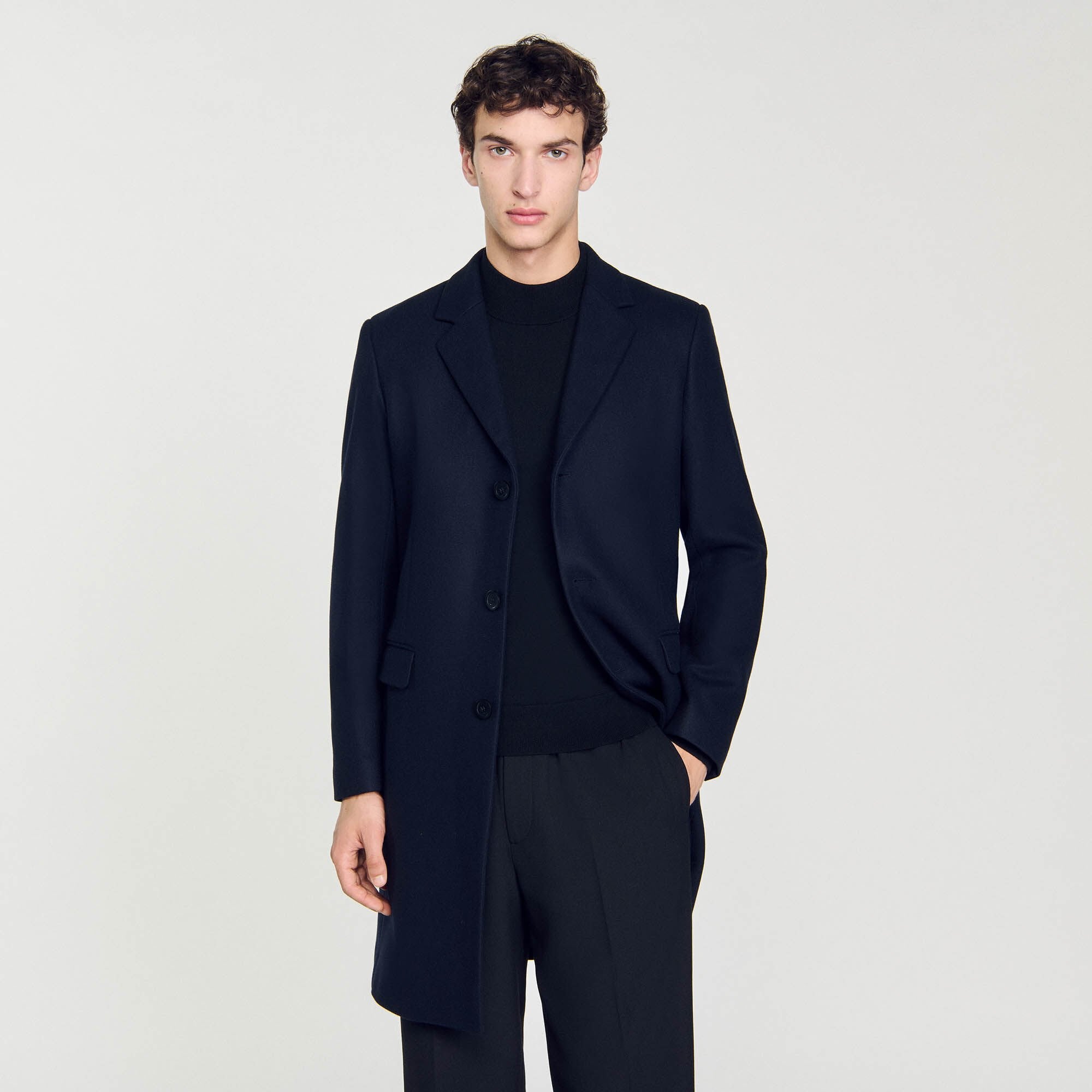 Sandro / Wool broadcloth coat Navy Blue