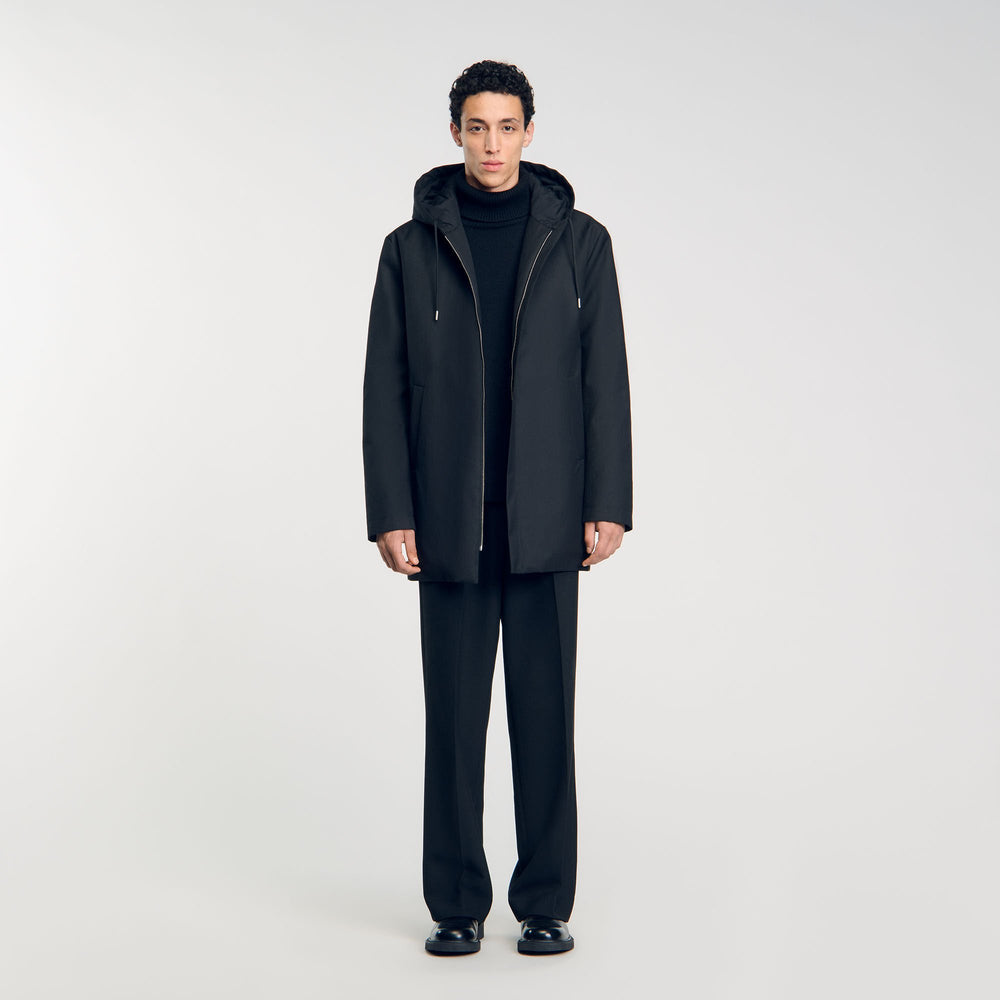 Sandro / Hooded parka with zip Black