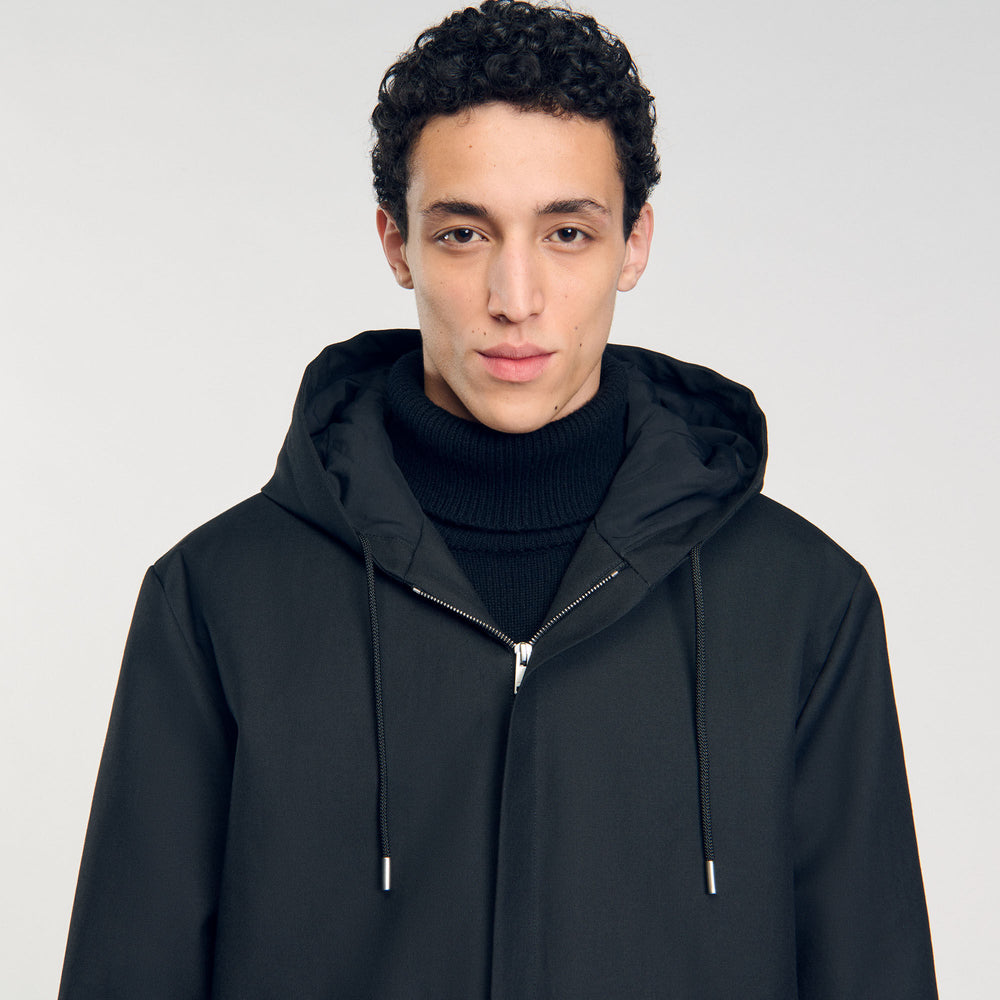 Sandro / Hooded parka with zip Black