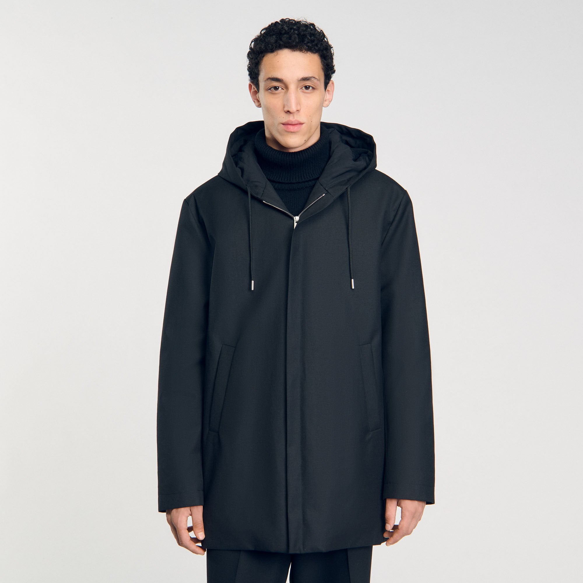 Sandro / Hooded parka with zip Black