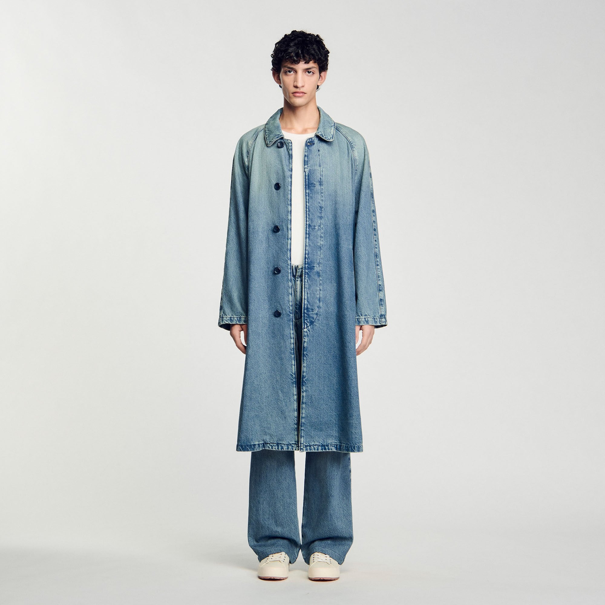 Sandro / Long faded denim coat Blue Vintage - Denim