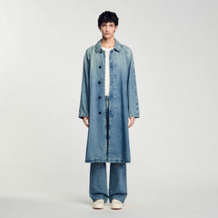 Sandro / Long faded denim coat Blue Vintage - Denim
