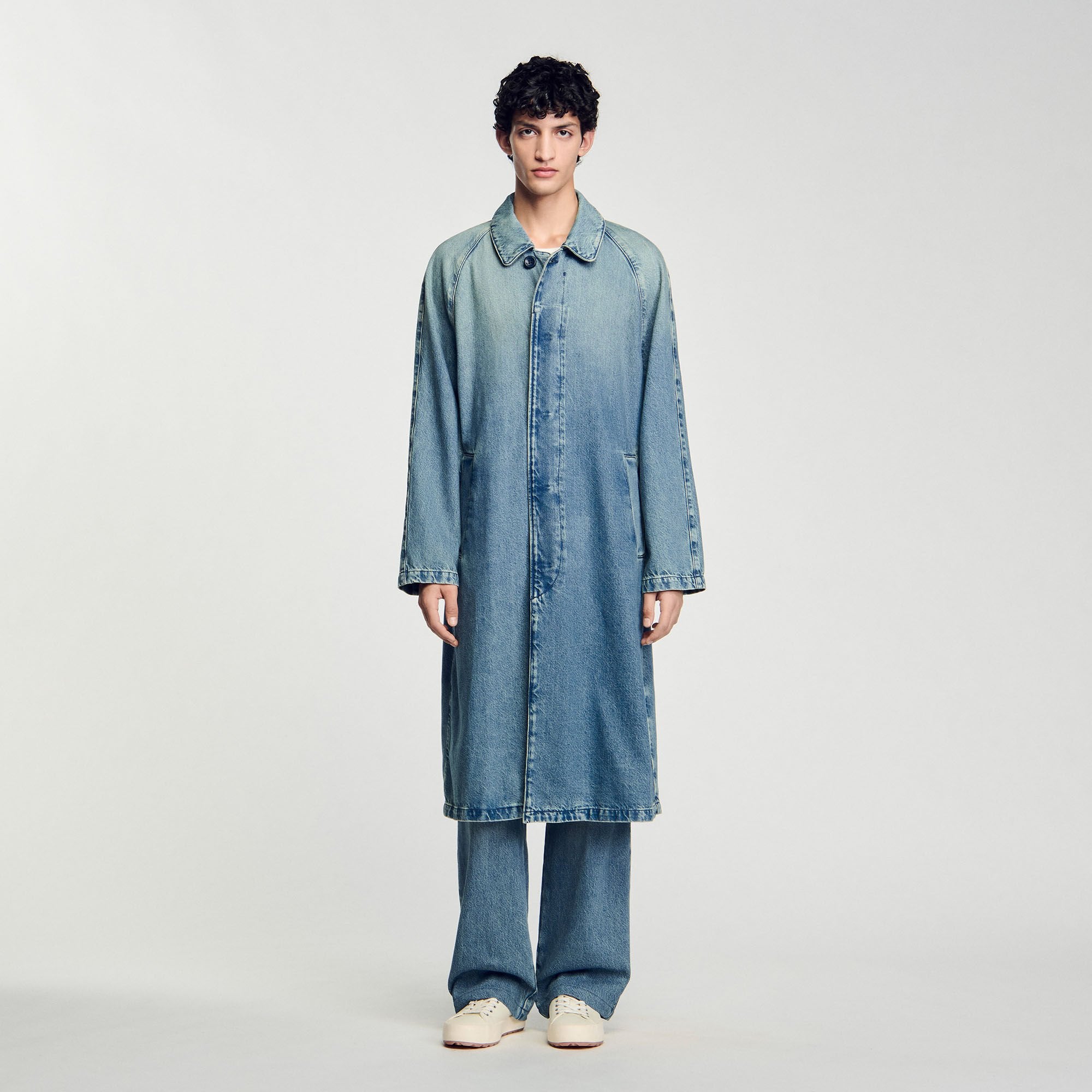 Sandro / Long faded denim coat Blue Vintage - Denim