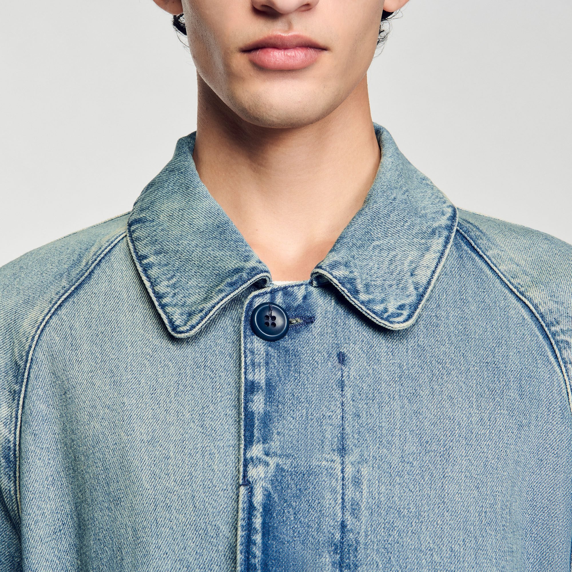 Sandro / Long faded denim coat Blue Vintage - Denim