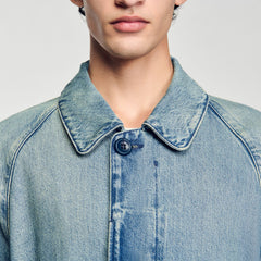 Sandro / Long faded denim coat Blue Vintage - Denim