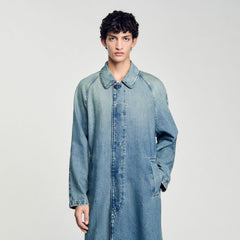 Sandro / Long faded denim coat Blue Vintage - Denim