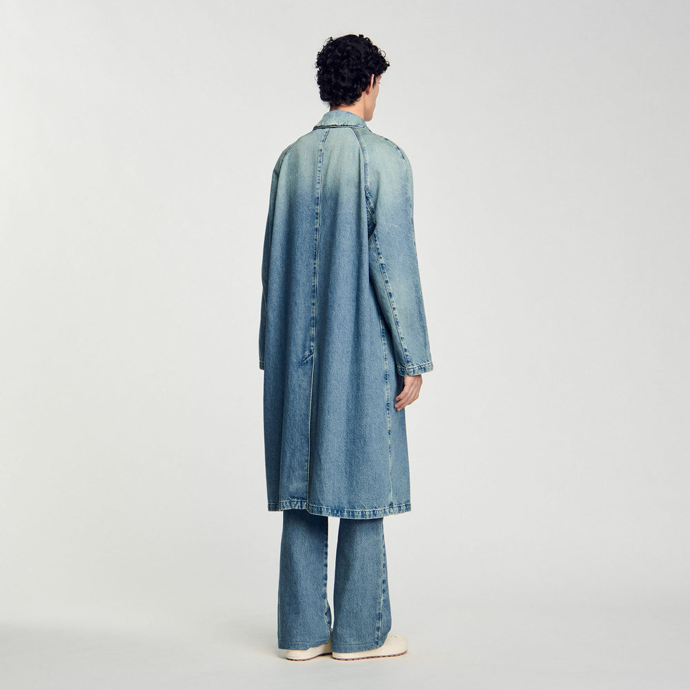 Sandro / Long faded denim coat Blue Vintage - Denim