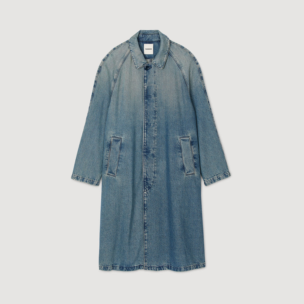 Sandro / Long faded denim coat Blue Vintage - Denim