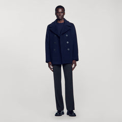Sandro / Straight-fit wool-blend coat Navy Blue
