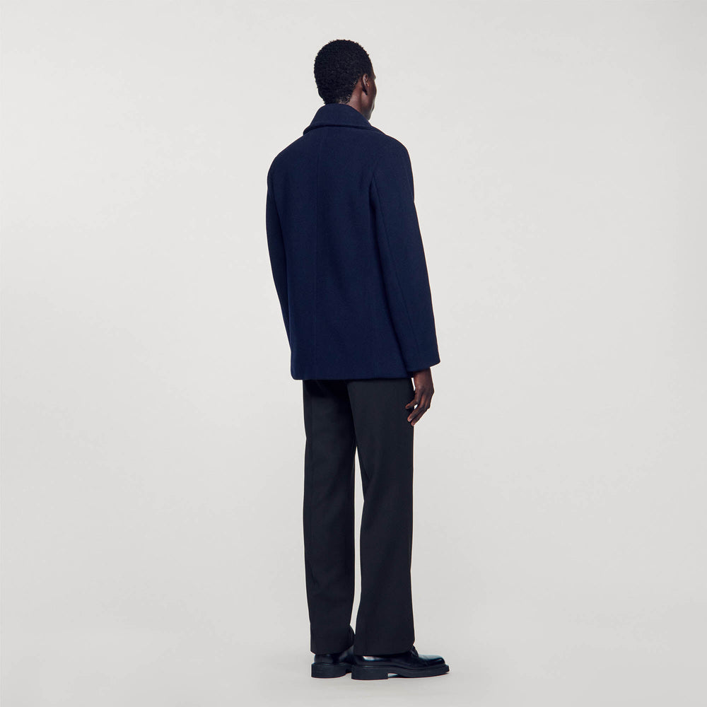 Sandro / Straight-fit wool-blend coat Navy Blue